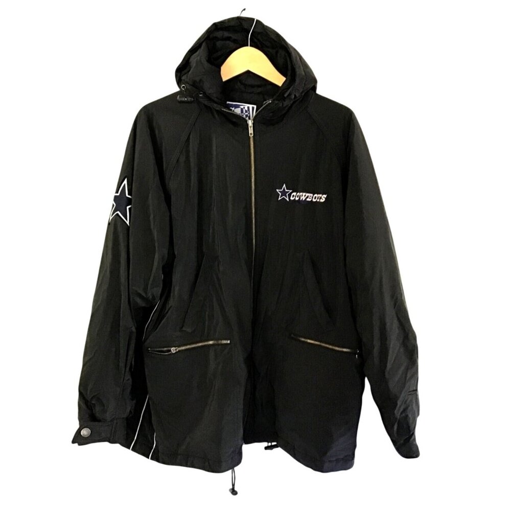 CARL BANKS- DALLAS COWBOYS BLACK MENS PUFFER FULL ZIP-UP JACKET SIZE LARGE